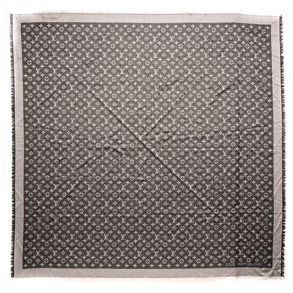 Louis Vuitton Wool Silk Monogram Denim Shawl Black 1 of 5