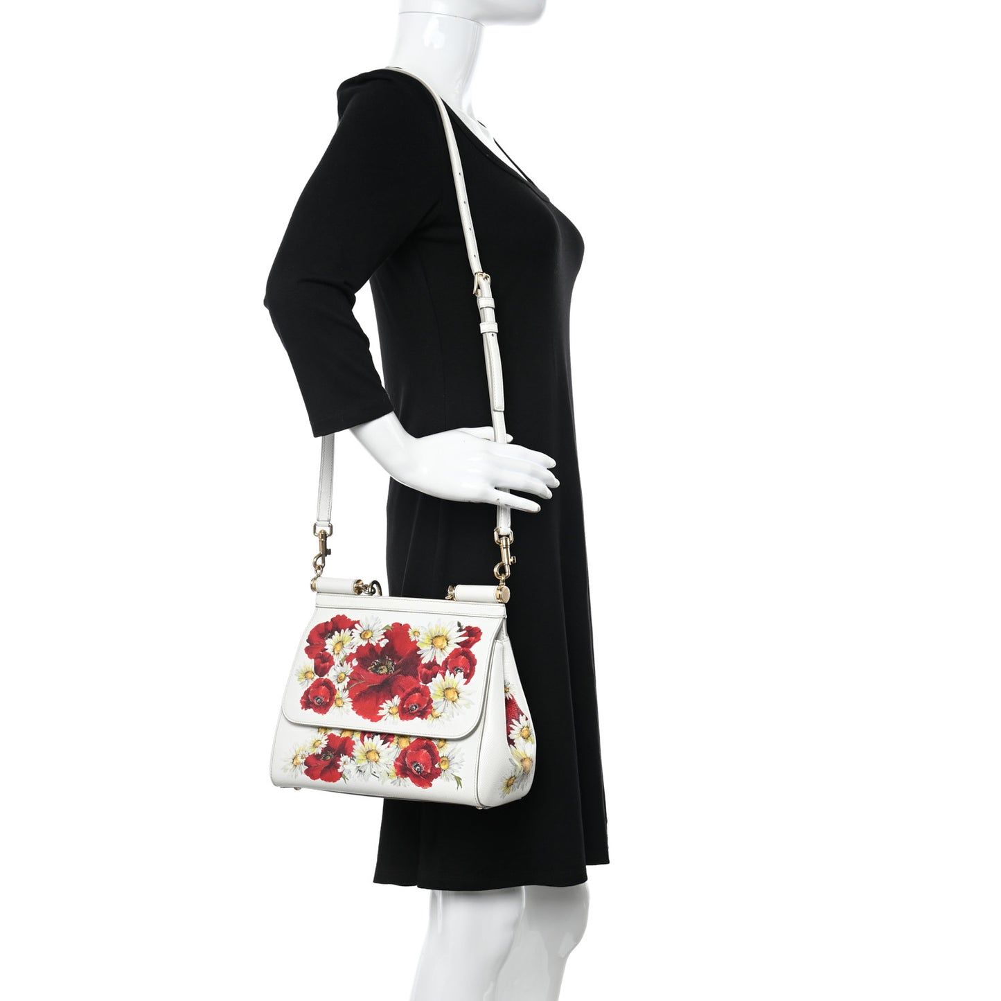 DOLCE & GABBANA Dauphine St.Giap Papaveri Print Medium Miss Sicily Satchel White Multicolor