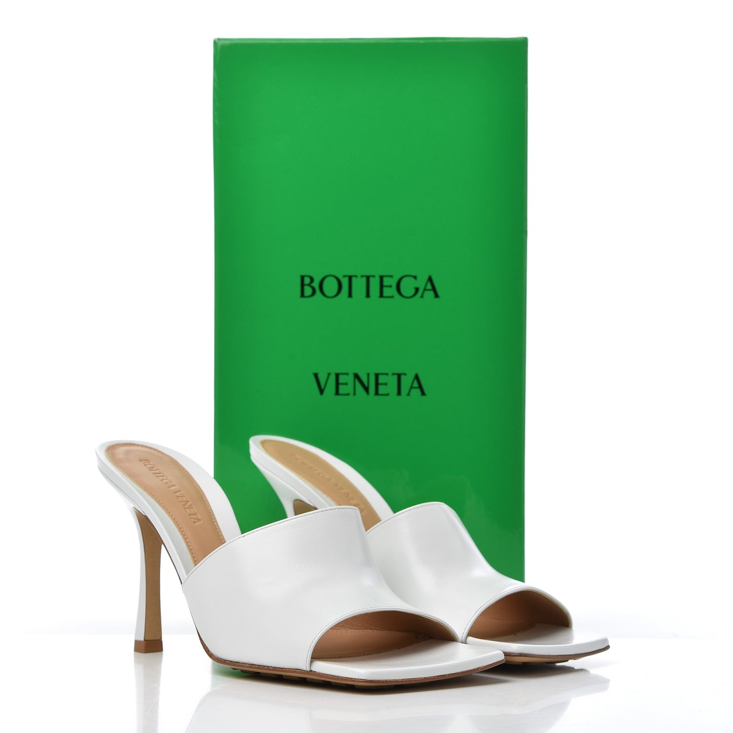 Lambskin Stretch Mule Sandals 38 Optic White
