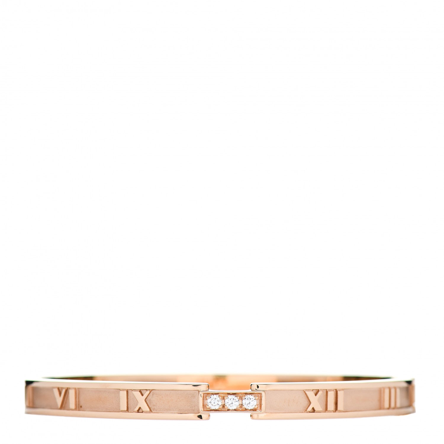 Tiffany 18K Rose Gold Diamond Atlas Closed Hinged Bangle Bracelet 1 of 5
