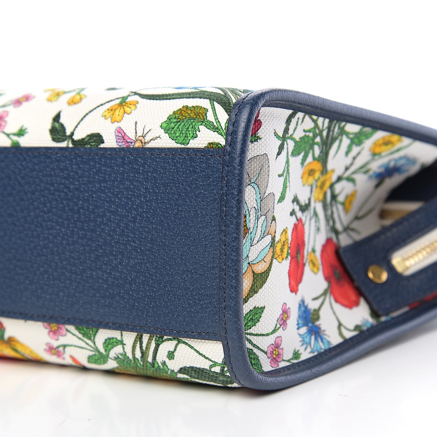 Gucci Canvas Medium Flora Tote White Multicolor Blue Agata 9 of 9