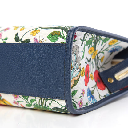 Gucci Canvas Medium Flora Tote White Multicolor Blue Agata 9 of 9
