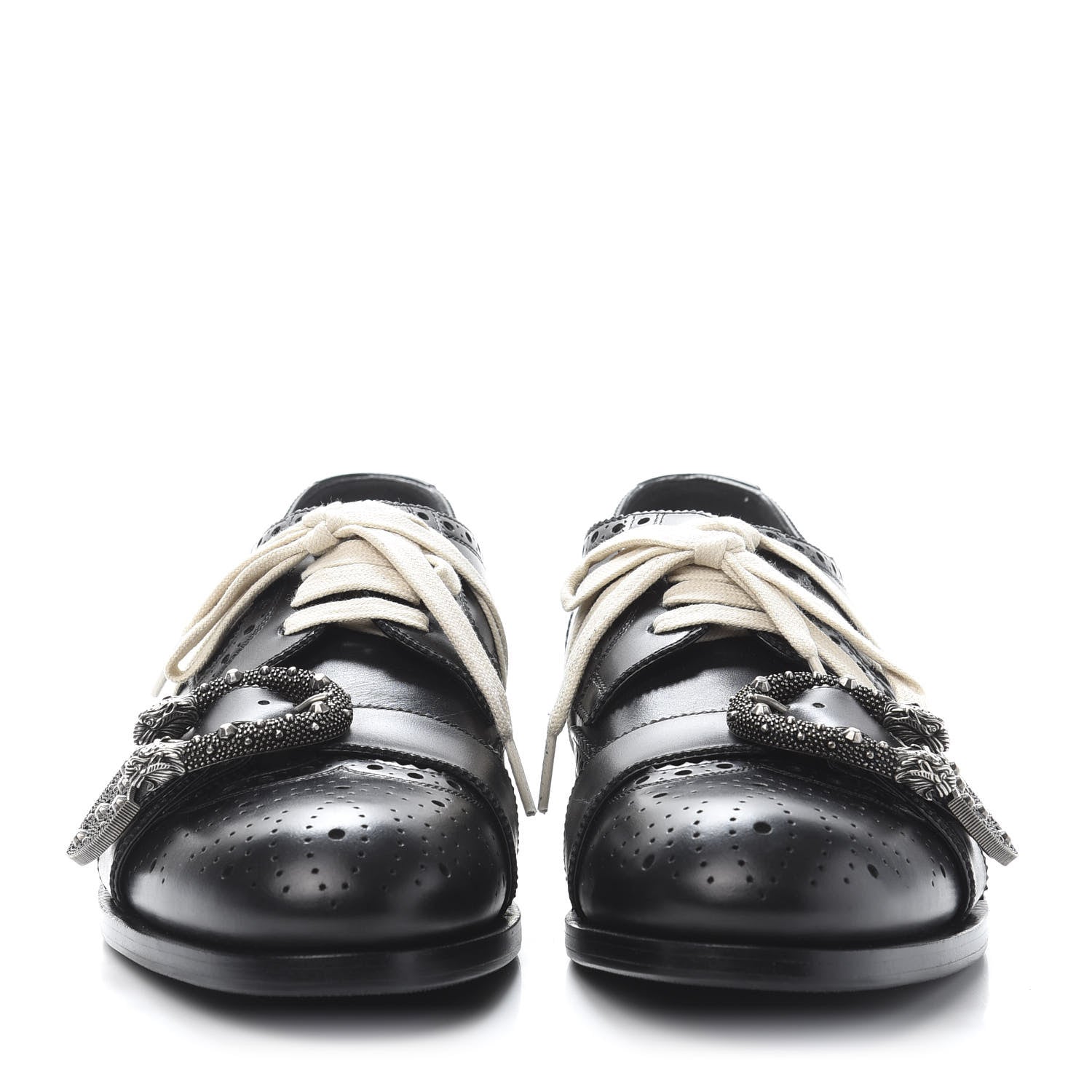 Gucci Calfskin Bee Embroidered Mens Queercore Brogue Derby Shoes 9 Black 2 of 9