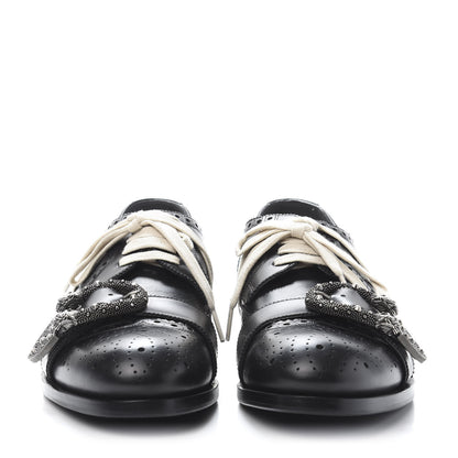 Gucci Calfskin Bee Embroidered Mens Queercore Brogue Derby Shoes 9 Black 2 of 9