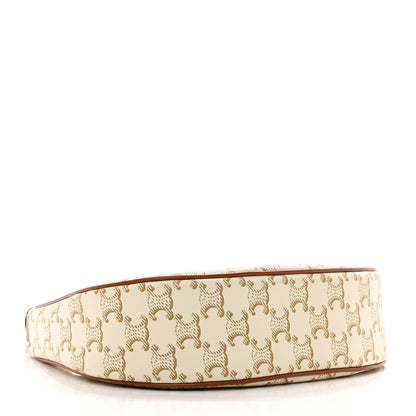 Celine Canvas Calfskin Ava Triomphe Shoulder Bag White 4 of 9