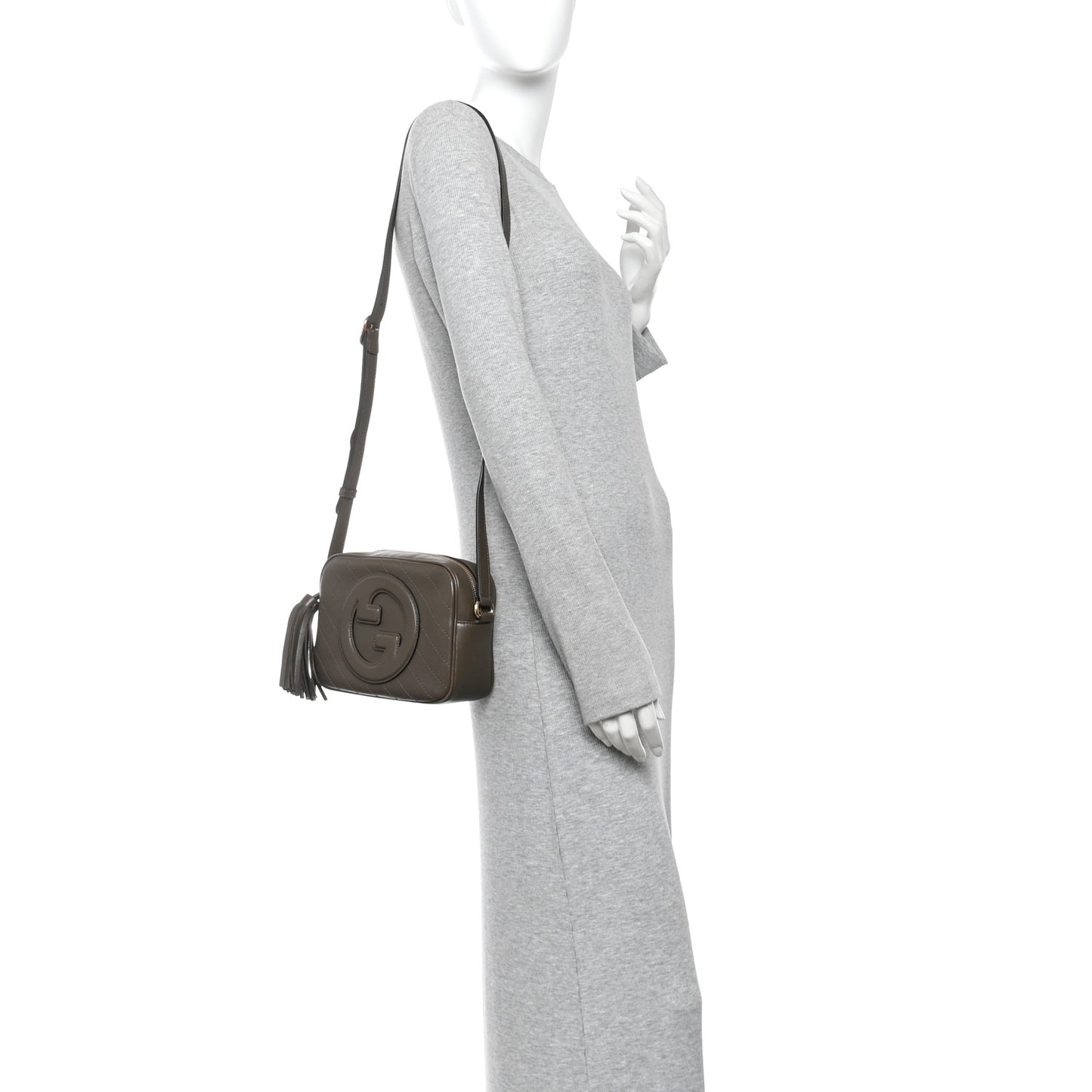 Sakai Be Green Calfskin Diagonal Stitched Small Blondie Shoulder Bag Craclet Brown