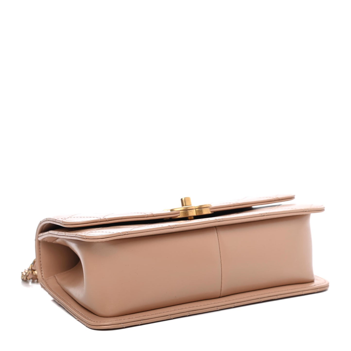 Calfskin Quilted Perfect Fit Flap Beige