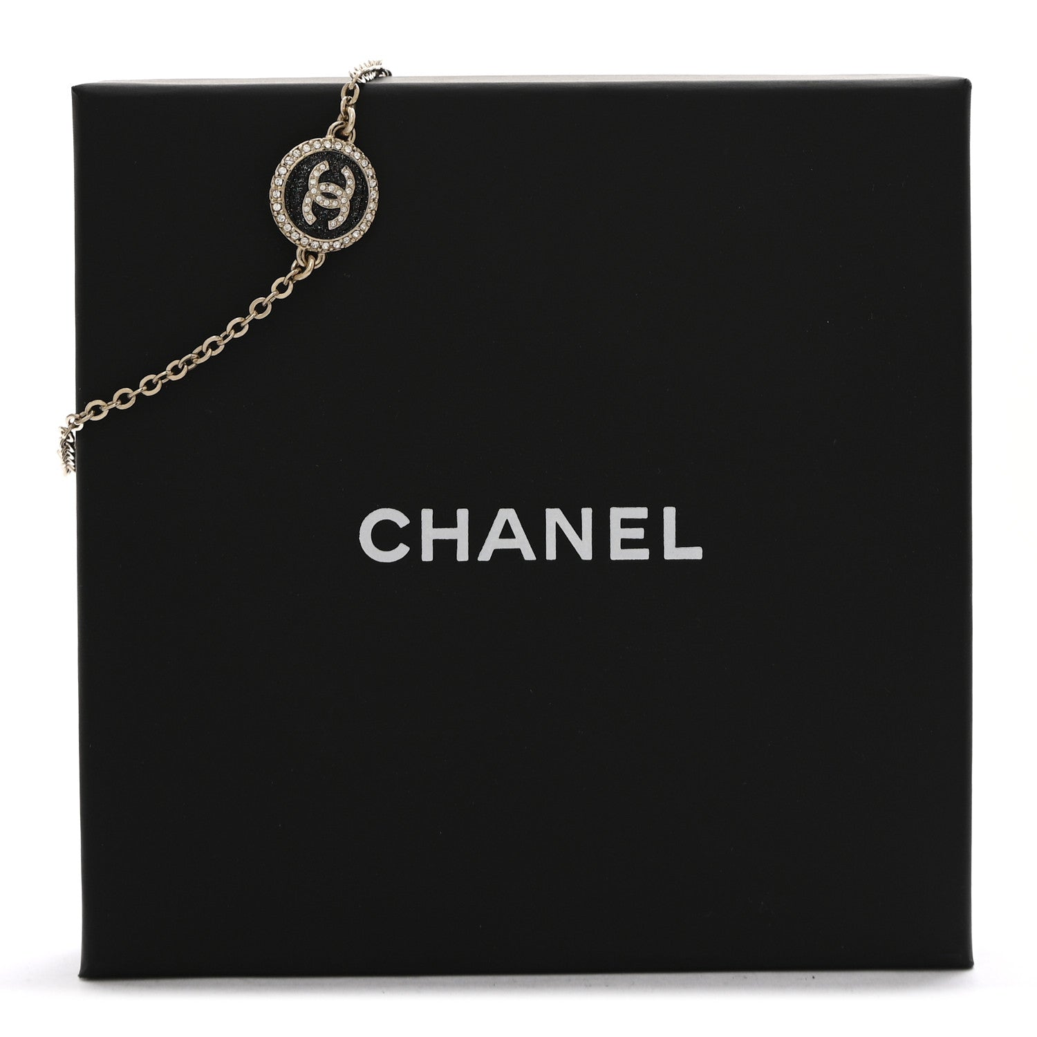 Chanel Metal Resin Crystal CC Bracelet Gold Black 5 of 5