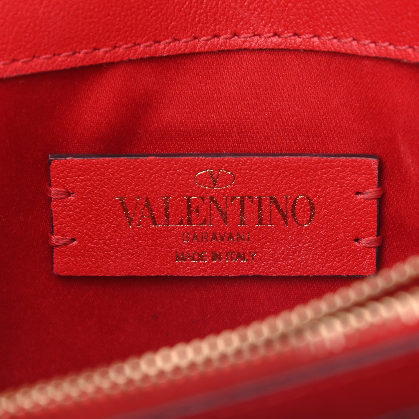 Calfskin VLogo Inlay Chain Pouch Rouge Pur White