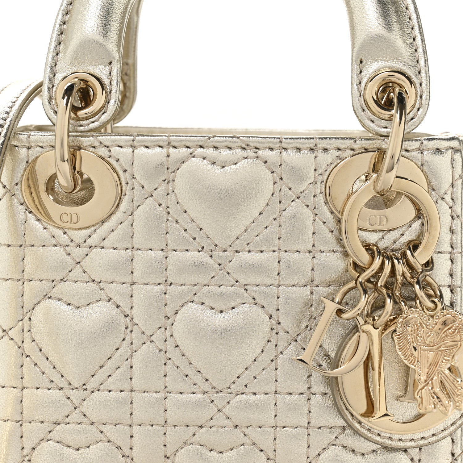 Christian Dior Metallic Lambskin Cannage Micro DiorAmour Lady Dior Gold 8 of 10