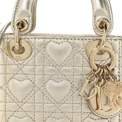 Christian Dior Metallic Lambskin Cannage Micro DiorAmour Lady Dior Gold 8 of 10