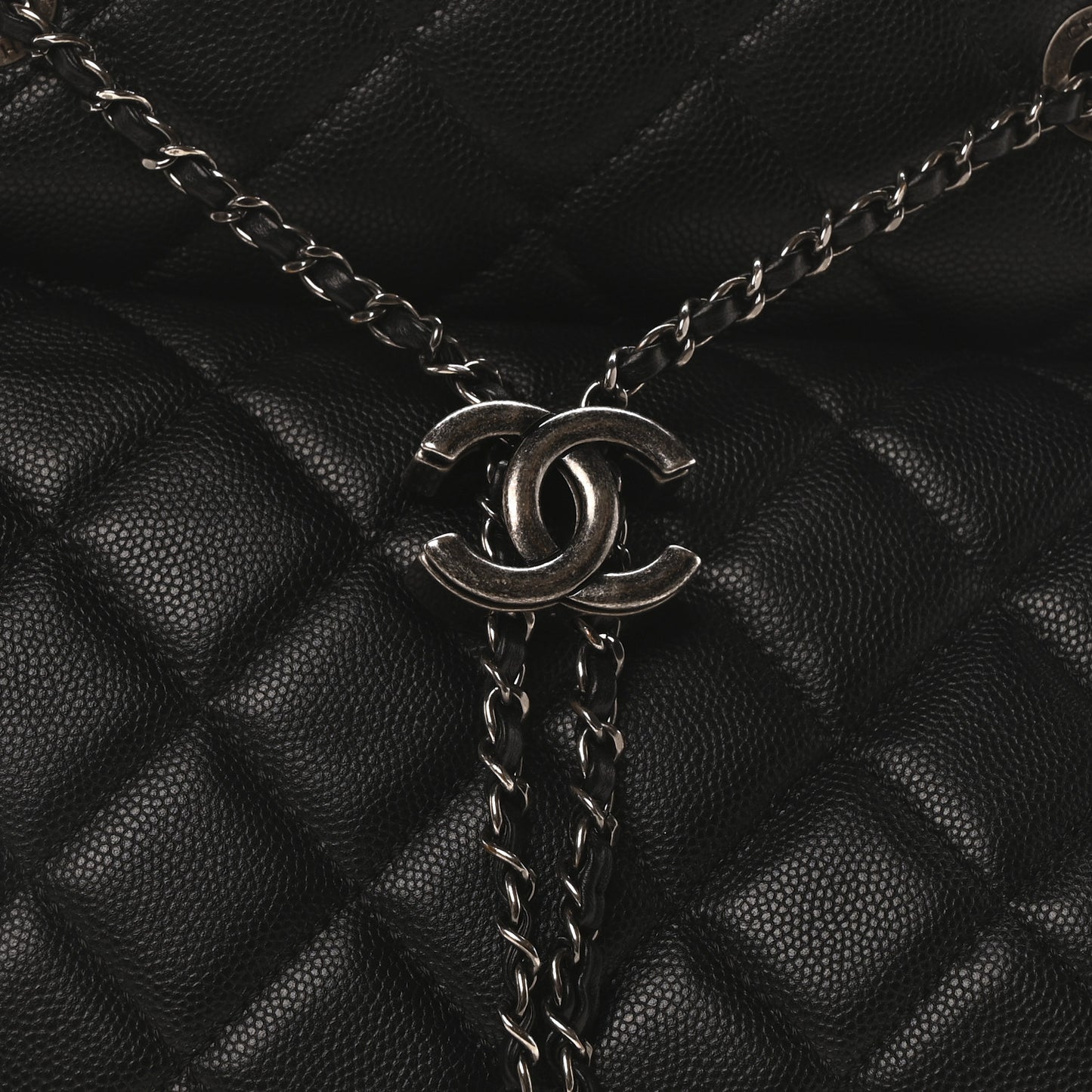 Caviar Quilted Large CC Bucket Bag Black