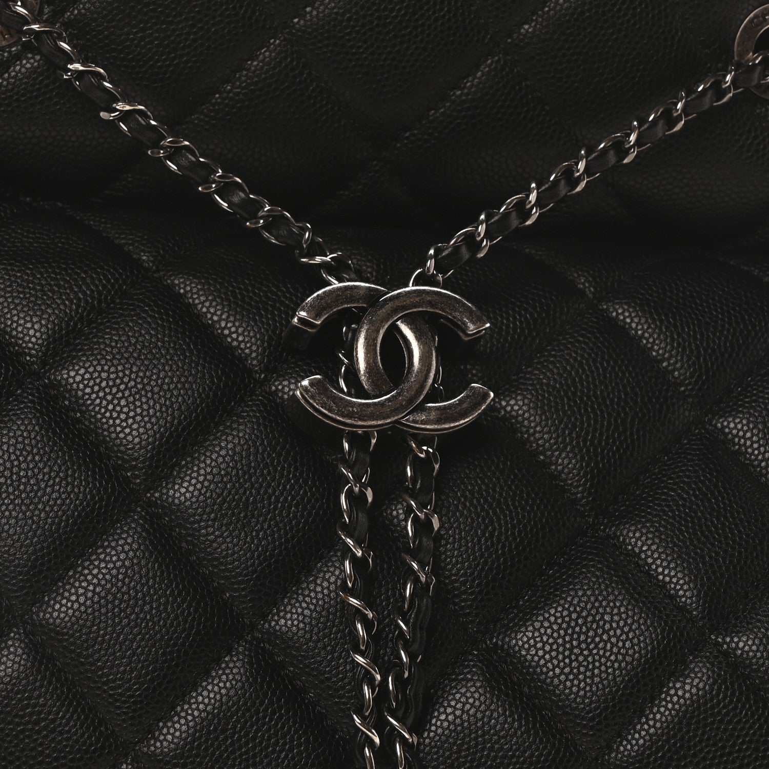 Chanel Caviar Quilted Large CC Bucket Bag Black 8 of 10
