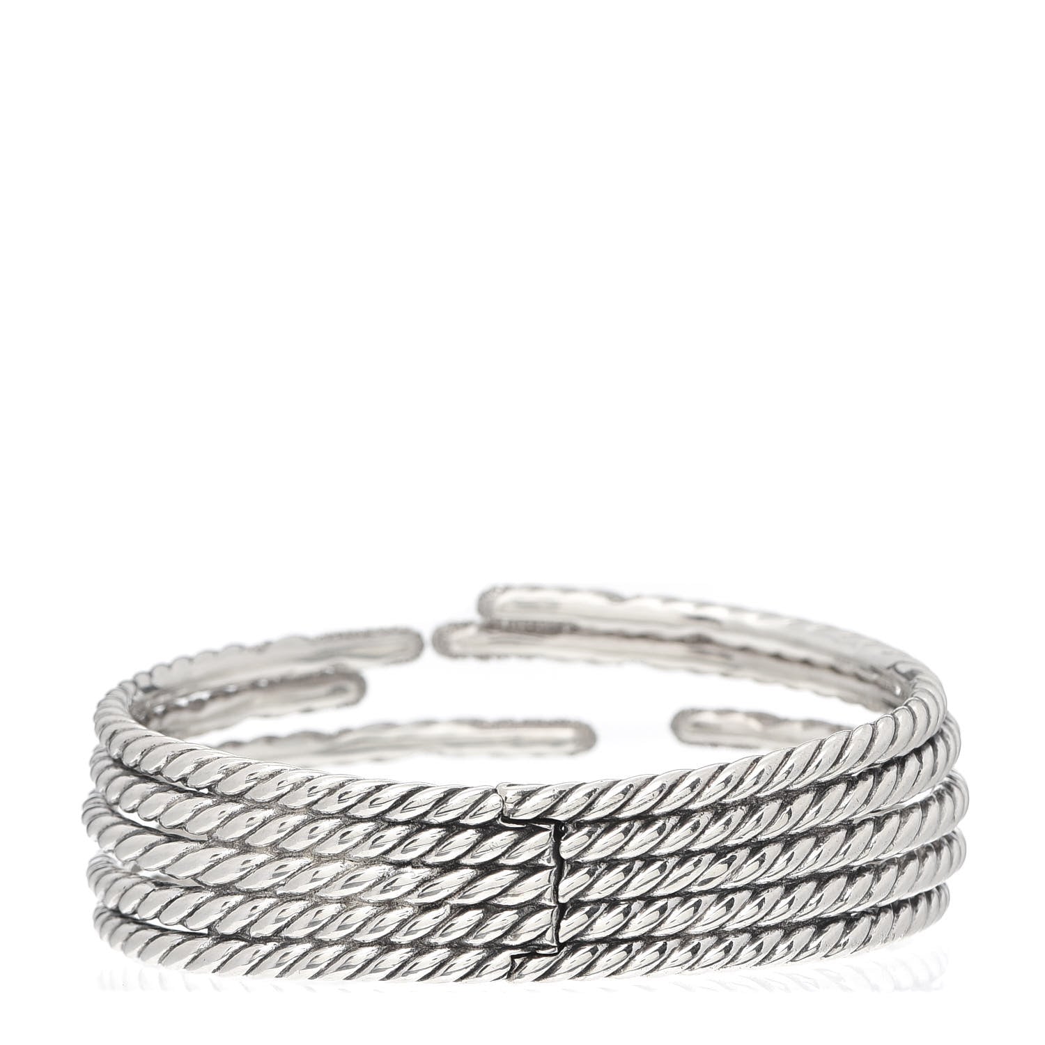 David Yurman Sterling Silver Diamond 5-Row Open Willow Bracelet 3 of 4