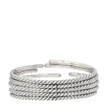 David Yurman Sterling Silver Diamond 5-Row Open Willow Bracelet 3 of 4