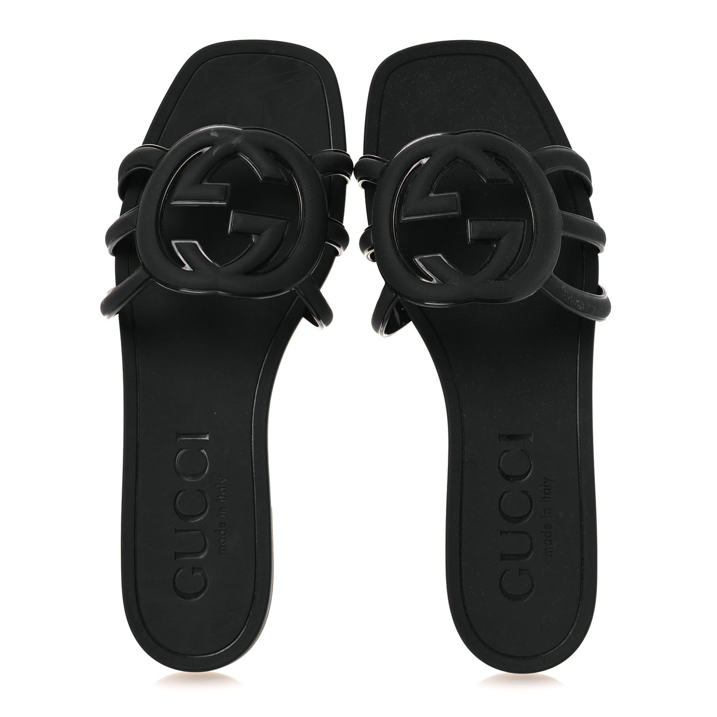 Rubber Interlocking G Womens Slide Sandals 36 Black 36 Black