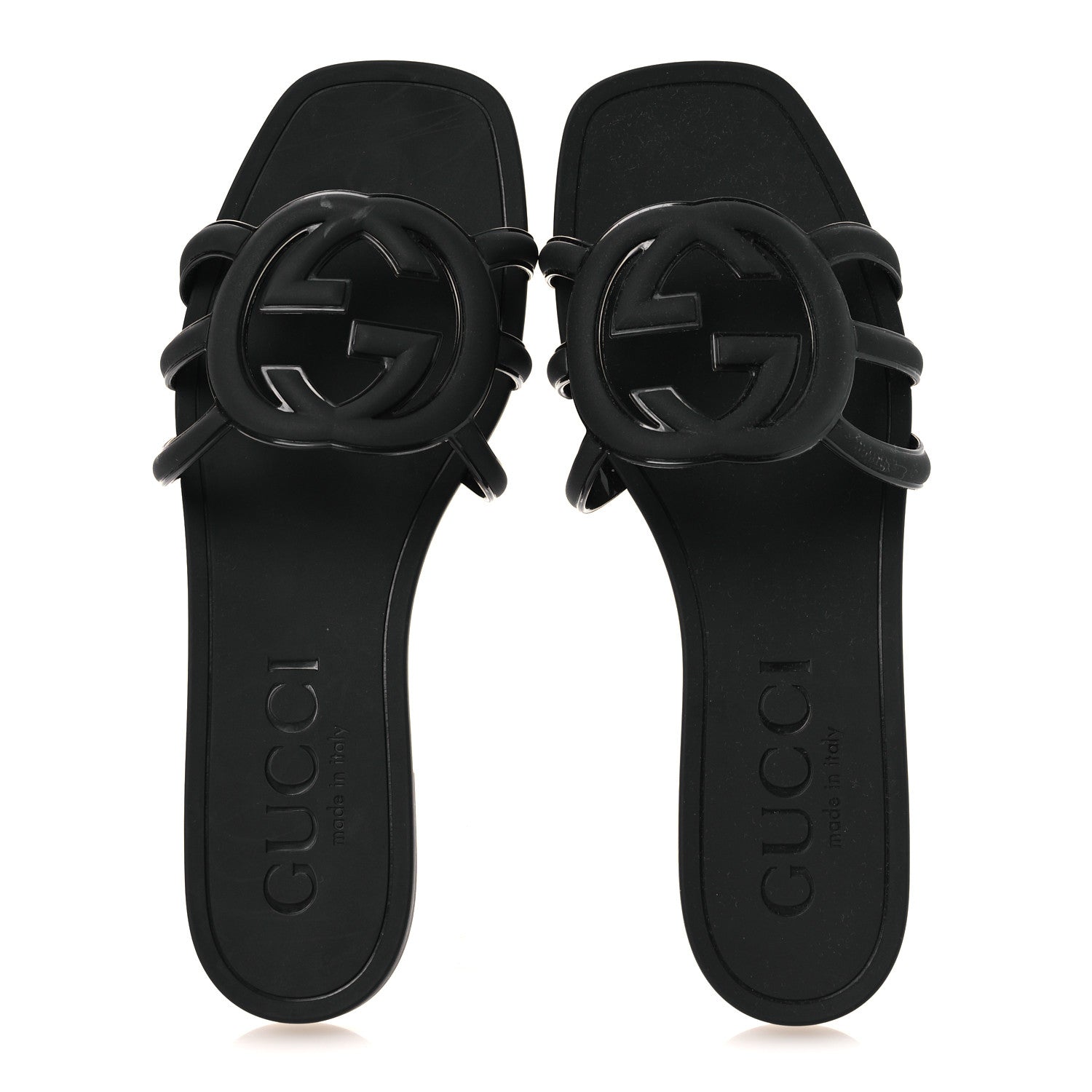 Gucci Rubber Interlocking G Womens Slide Sandals 36 Black 36 Black 2 of 13