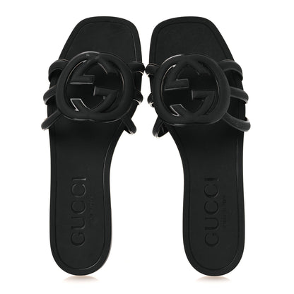 Gucci Rubber Interlocking G Womens Slide Sandals 36 Black 36 Black 2 of 13