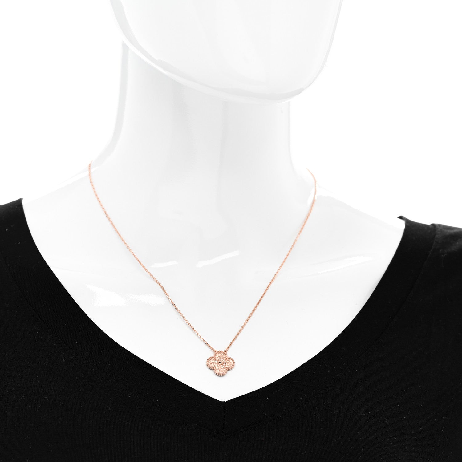 Van Cleef & Arpels 18K Rose Gold Vintage Alhambra Pendant Necklace 2 of 6