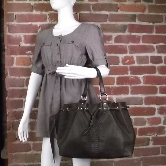 Leather Reversible Tote Gold-Brown