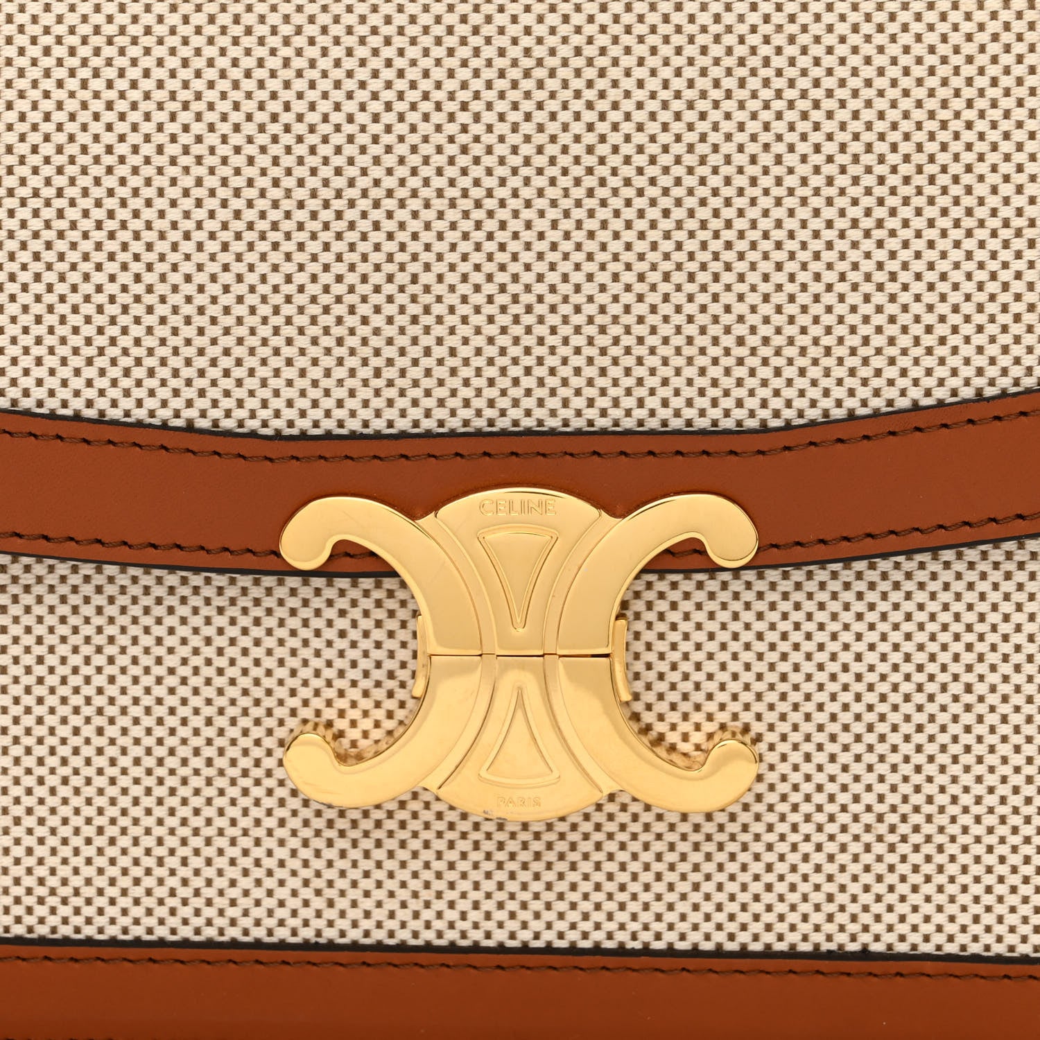 Celine Textile Calfskin Classique Triomphe Bag Natural Tan 10 of 12