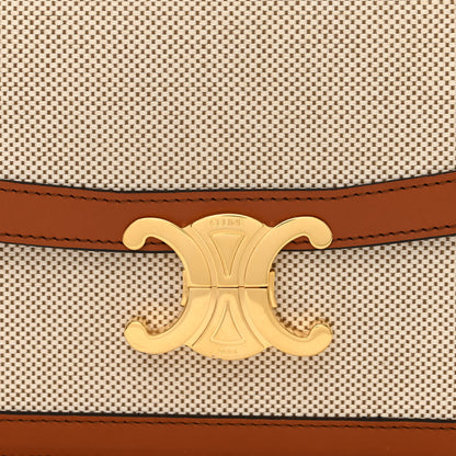 Celine Textile Calfskin Classique Triomphe Bag Natural Tan 10 of 12