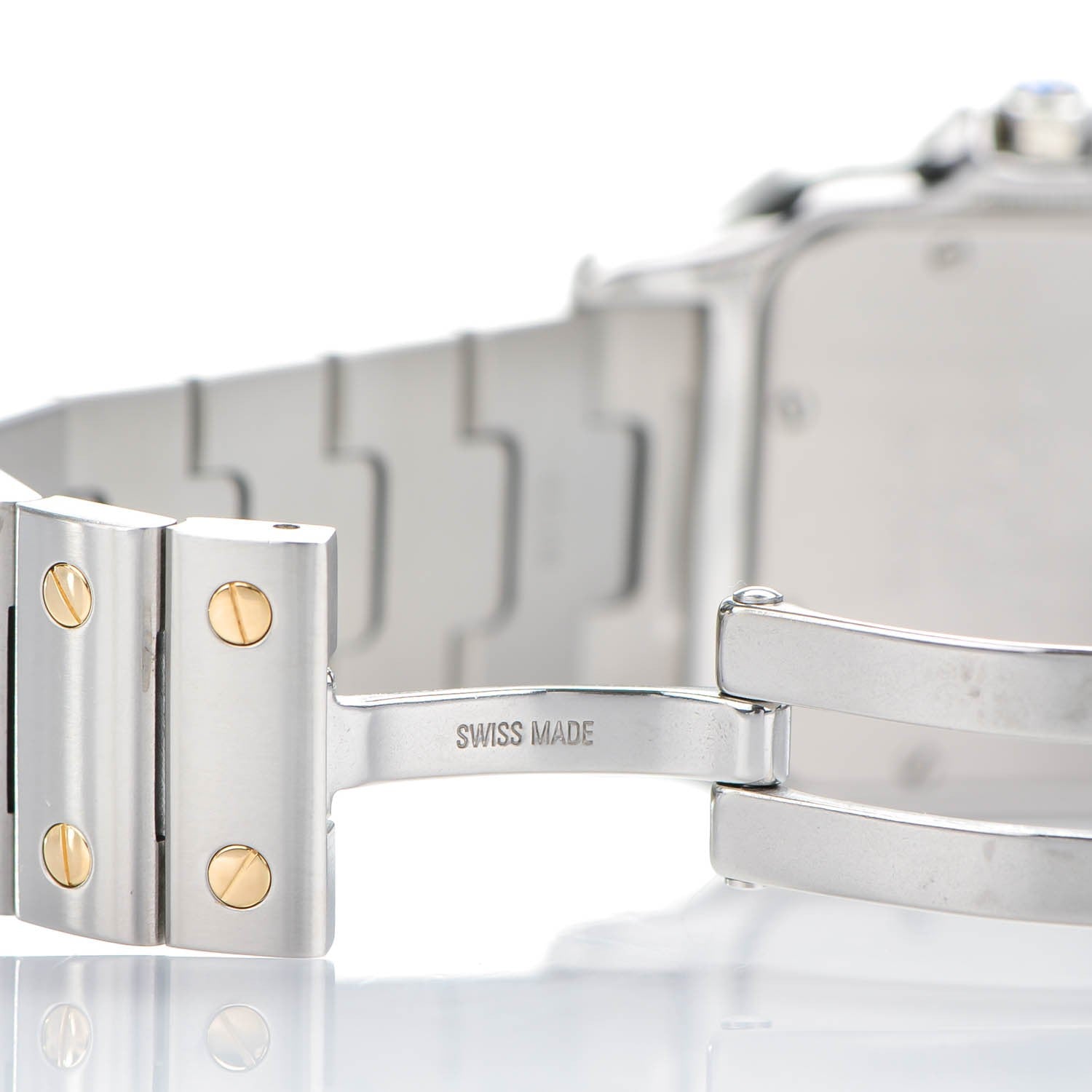 Cartier Stainless Steel 18K Yellow Gold 29mm Santos De Galbee Quartz Watch 4 of 8