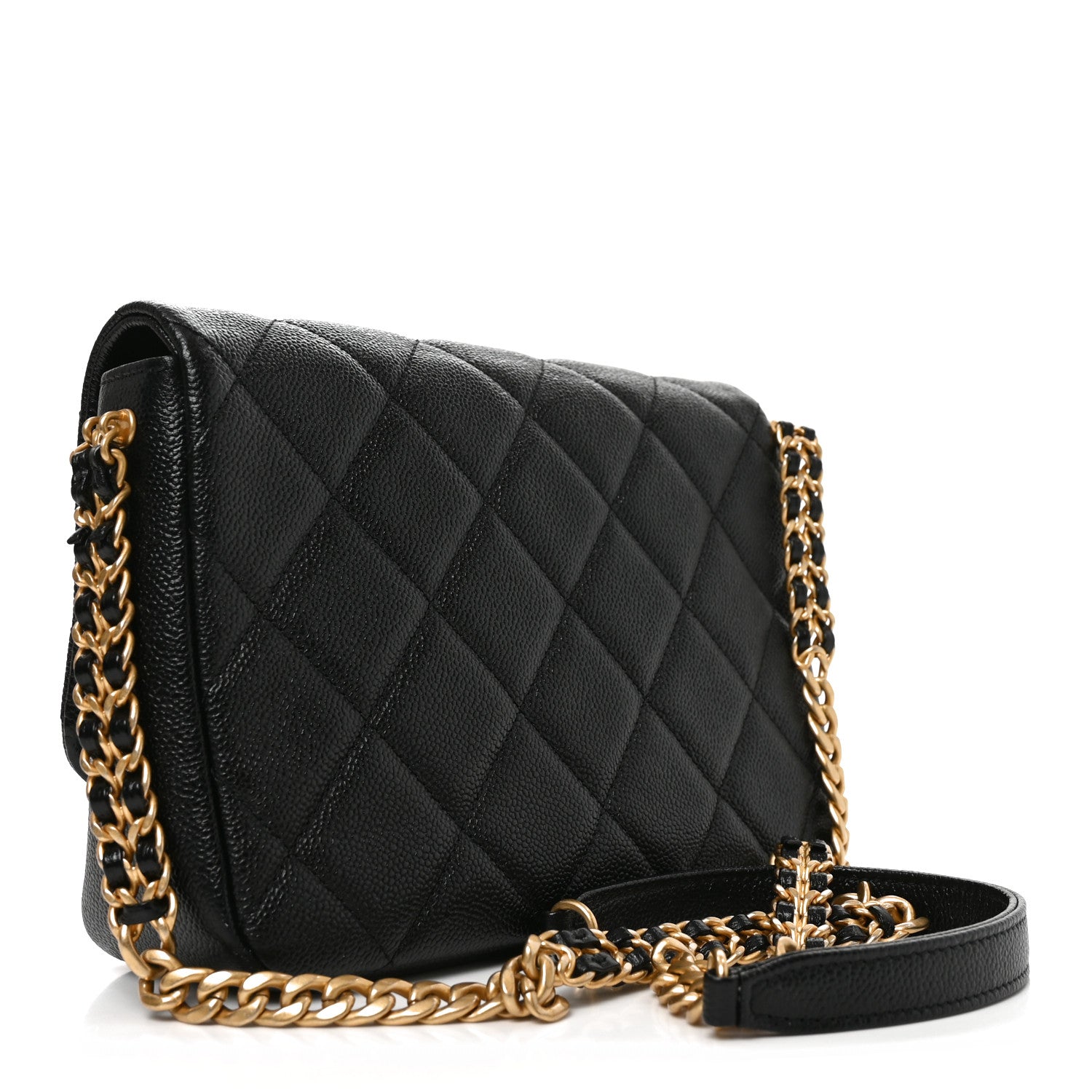 Chanel Shiny Caviar Quilted Small Chain Melody Flap Black 3 of 11