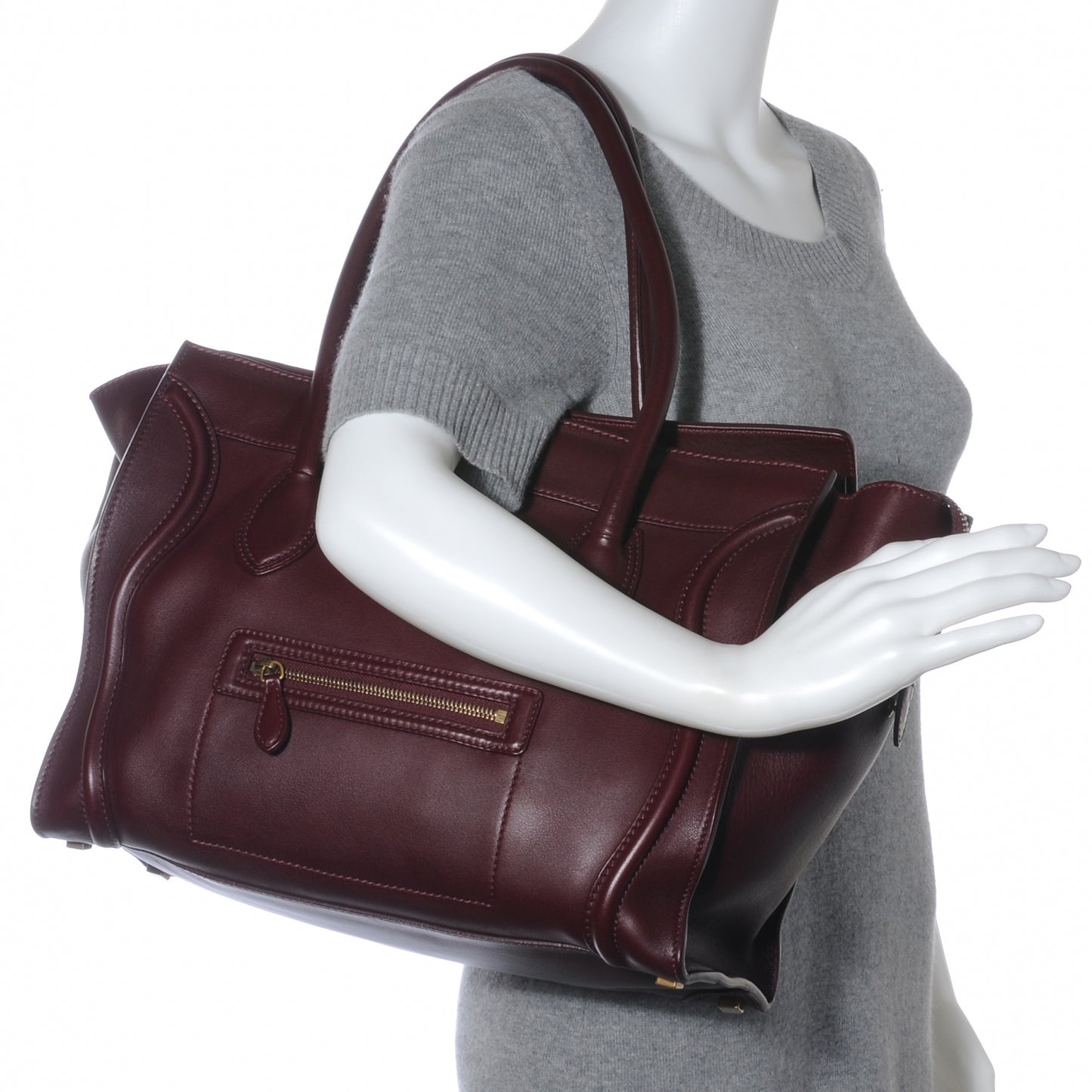 Smooth Calfskin Shoulder Luggage Burgundy