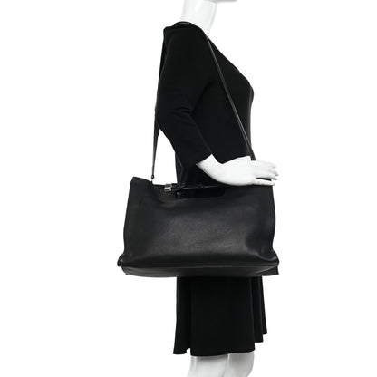 Gucci Calfskin Medium Bamboo Daily Shopper Black 2 of 10