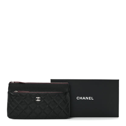 Chanel Caviar Quilted Double Zip Cosmetic Case Black 11 of 11