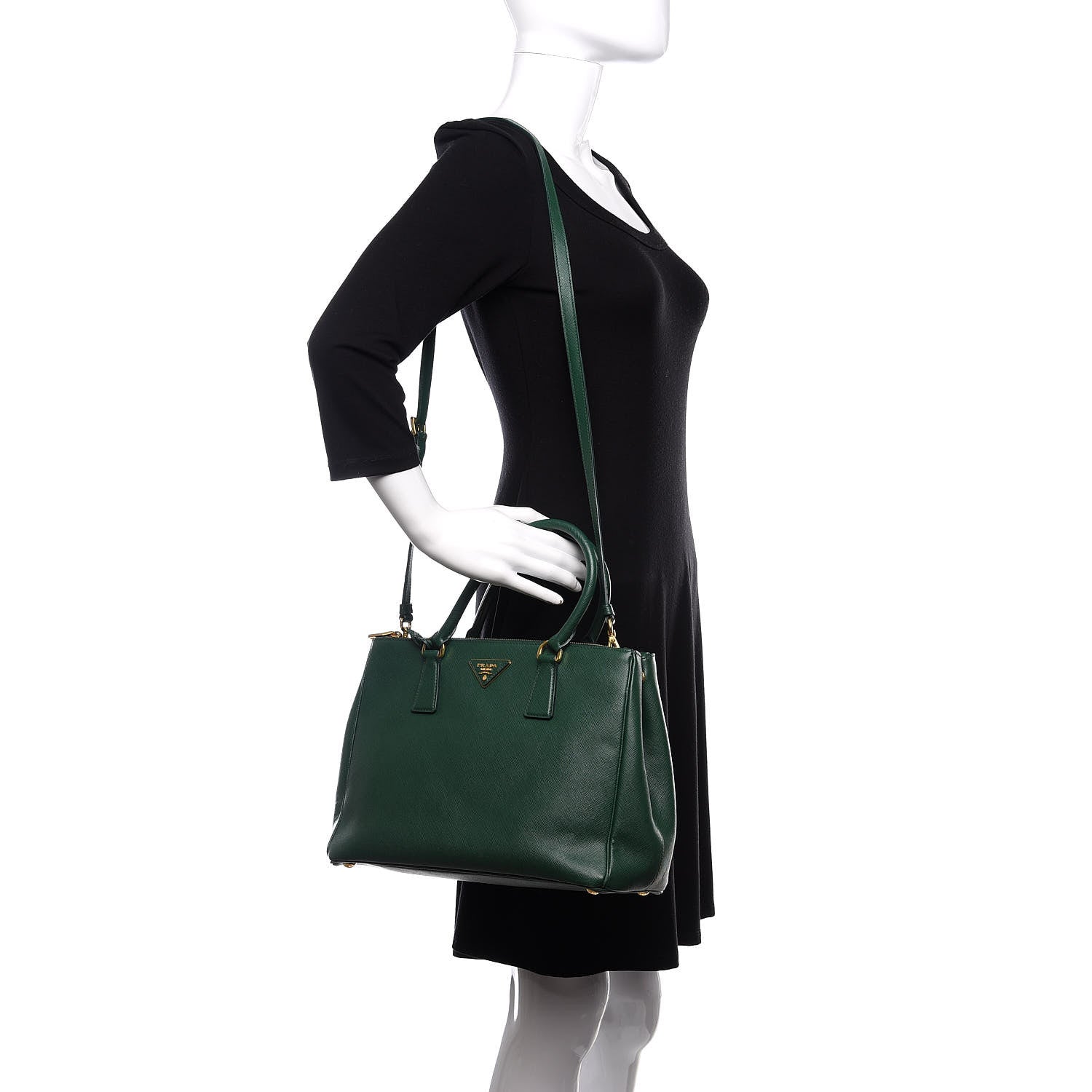 Prada Saffiano Medium Galleria Double Zip Tote Biliardo 2 of 9