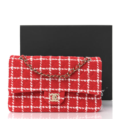 Chanel Tweed Quilted Medium Double Flap Red White 11 of 11