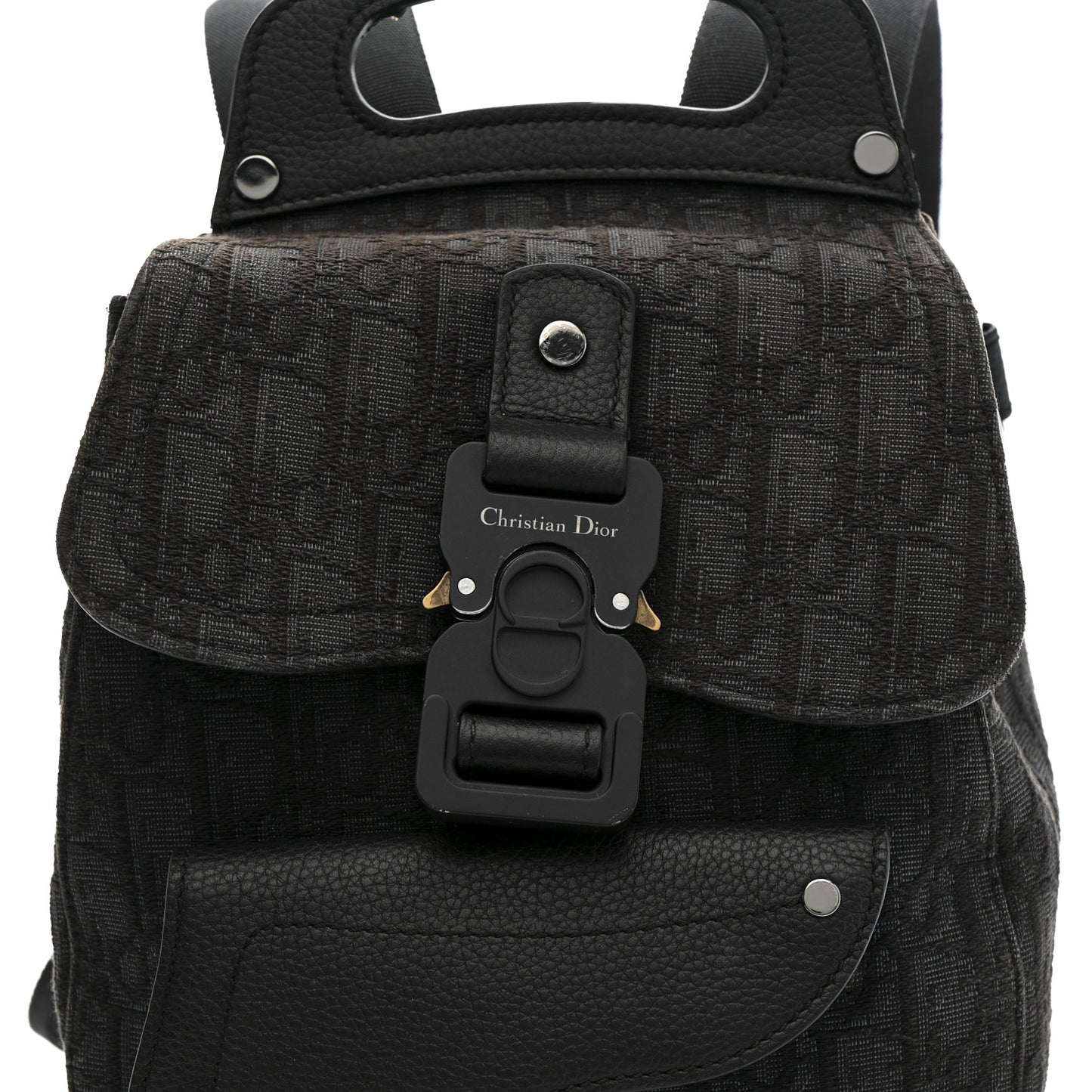 Oblique Jacquard Mini Saddle Backpack Black Blue