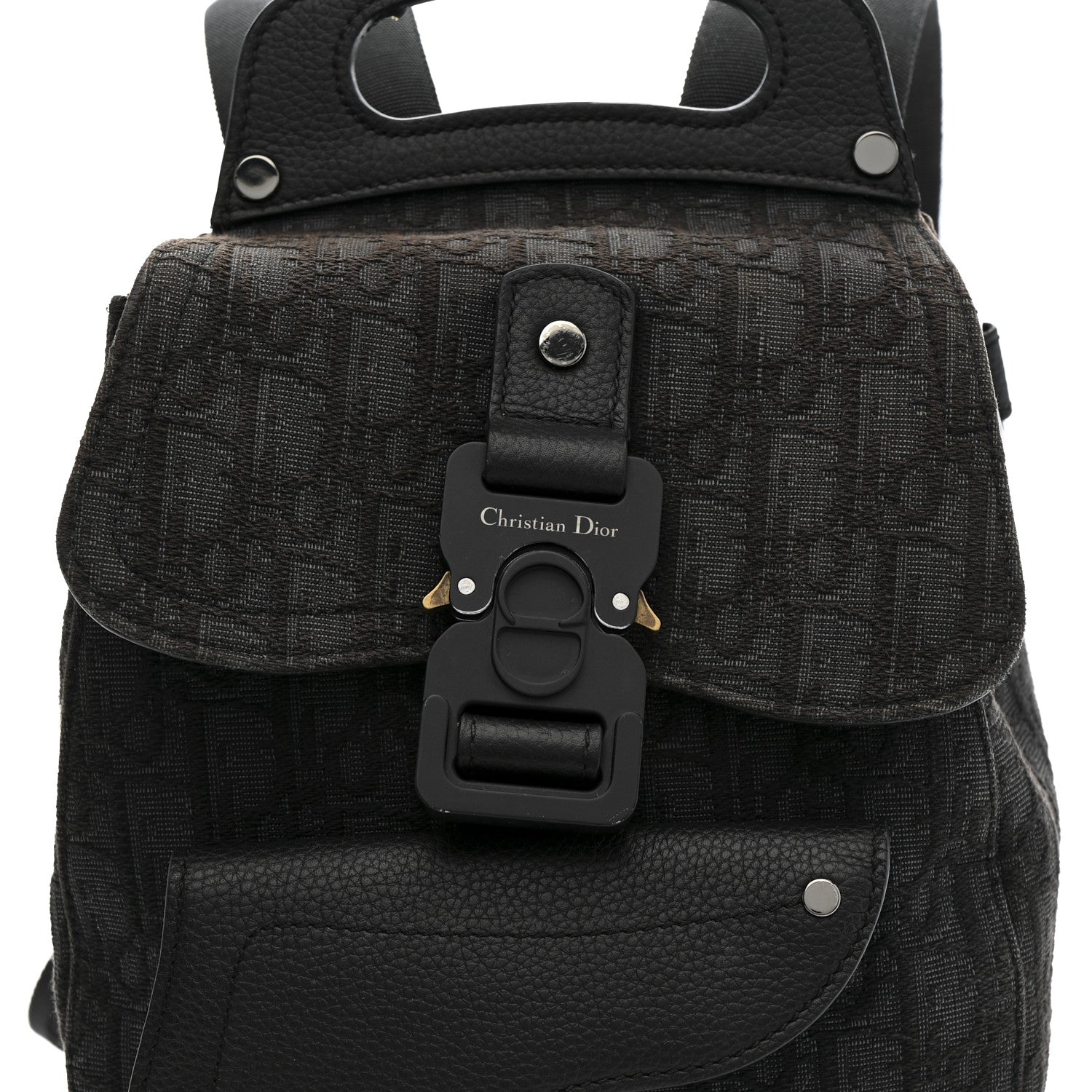 Christian Dior Oblique Jacquard Mini Saddle Backpack Black Blue 8 of 13