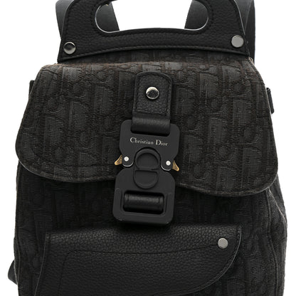 Christian Dior Oblique Jacquard Mini Saddle Backpack Black Blue 8 of 13