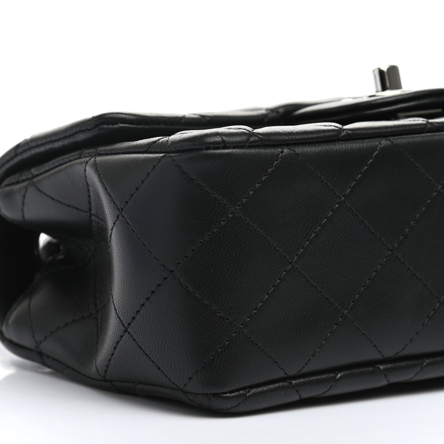 Lambskin Quilted Mini Rectangular Flap Black