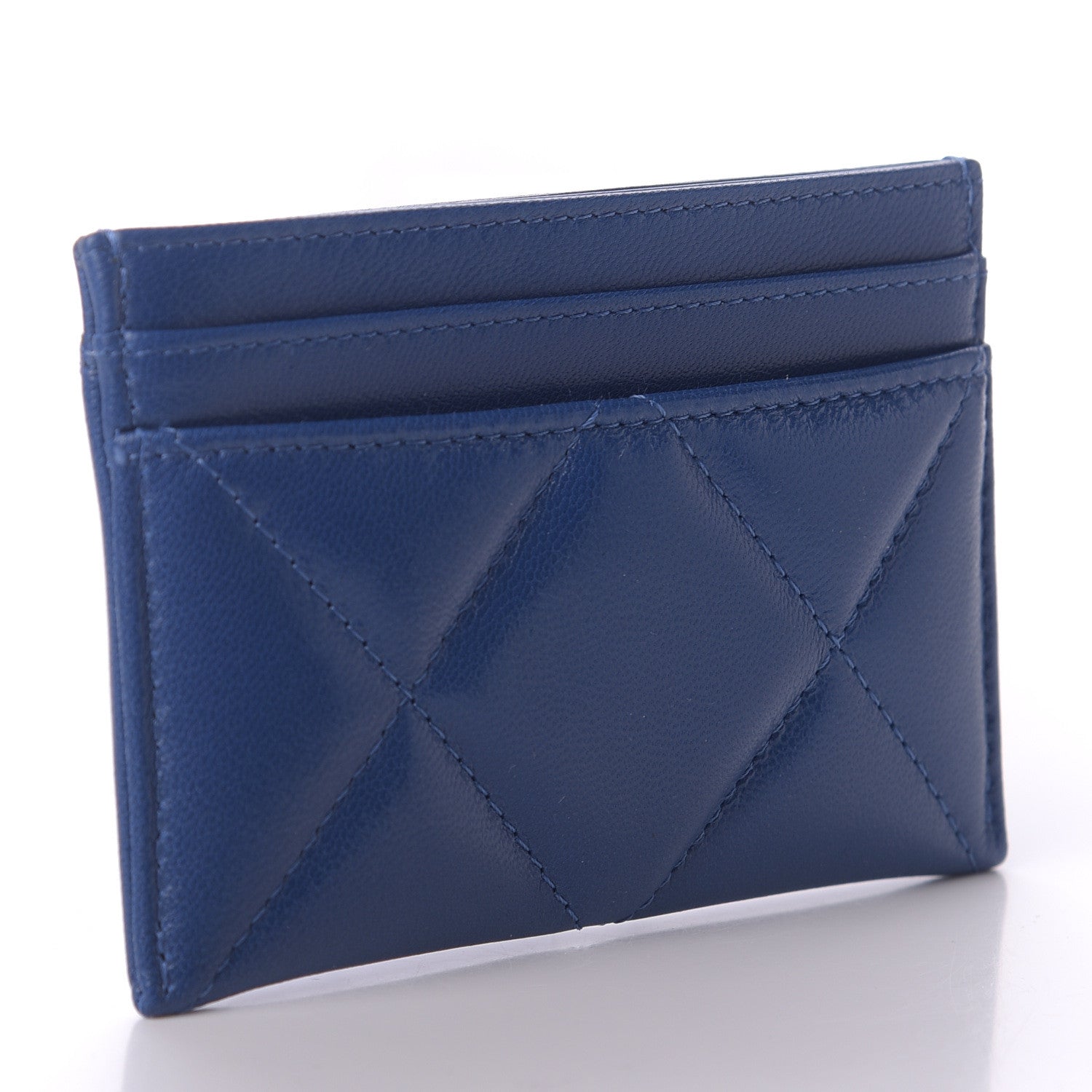 Chanel Shiny Goatskin Quilted 19 Card Holder Dark Blue 3 of 12