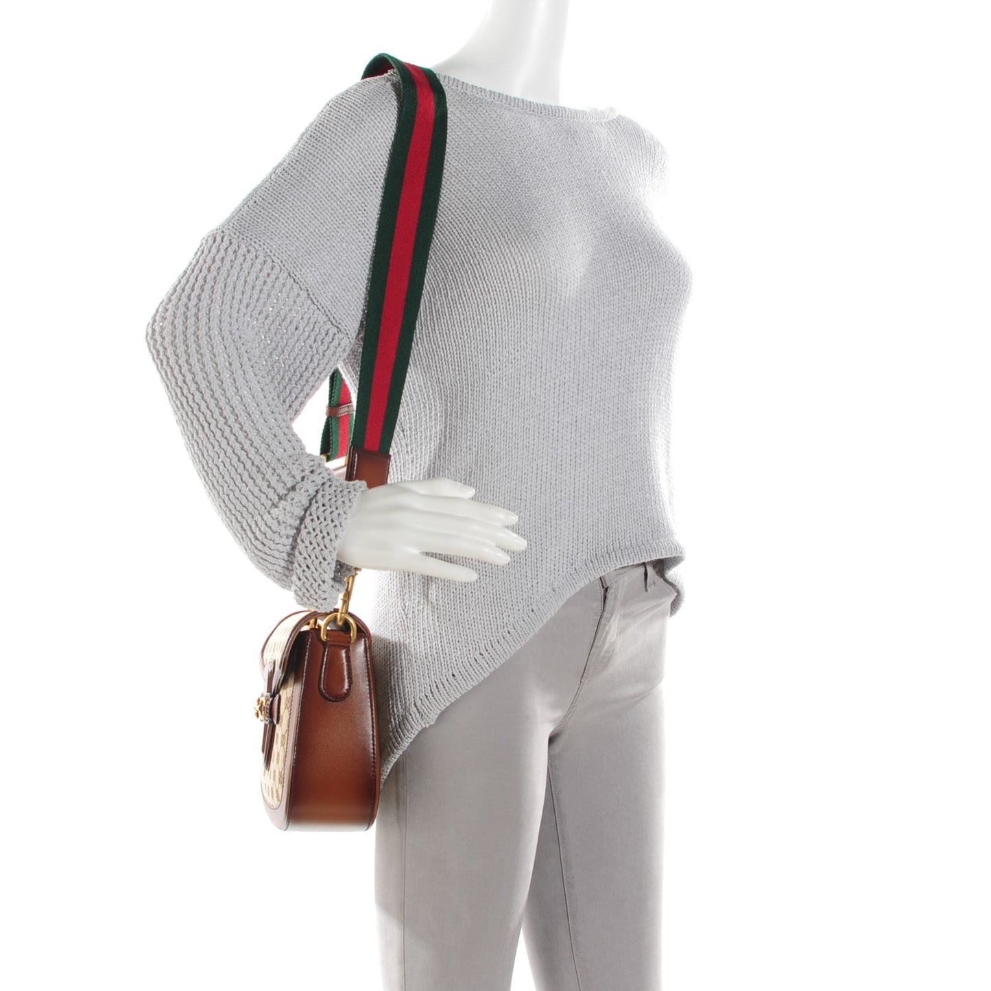 Monogram Medium Lady Web Shoulder Bag Beige Cuir