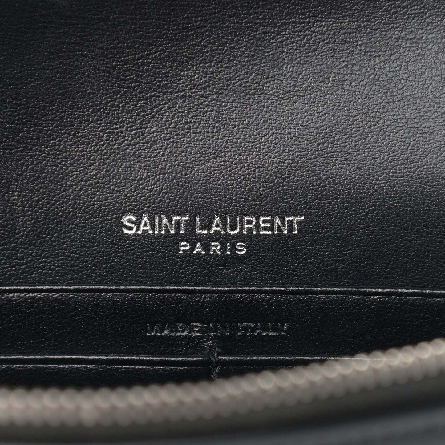 Calfskin Star Print Monogram Kate Tassel Chain Wallet Black Silver