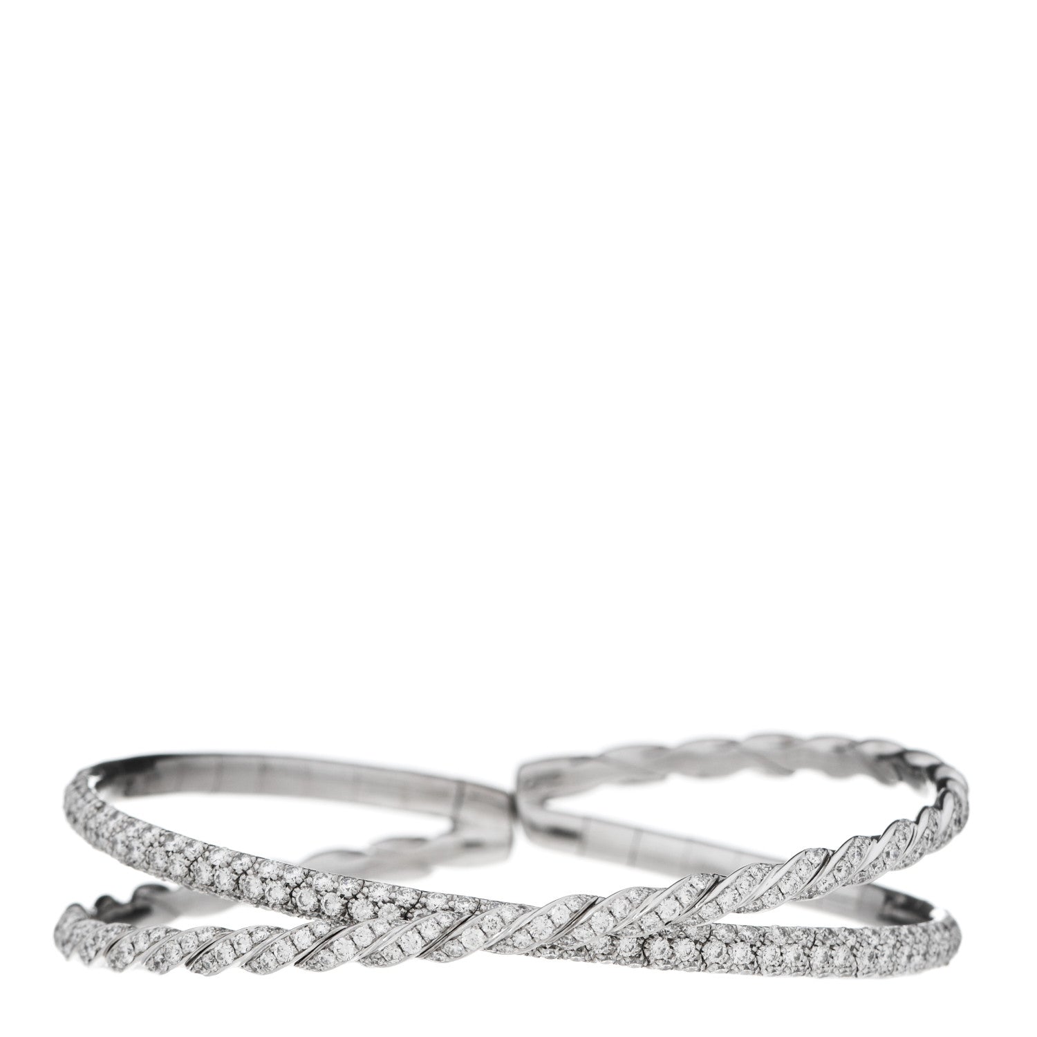 David Yurman 18K White Gold Diamond Paveflex Two Row Bracelet 1 of 4