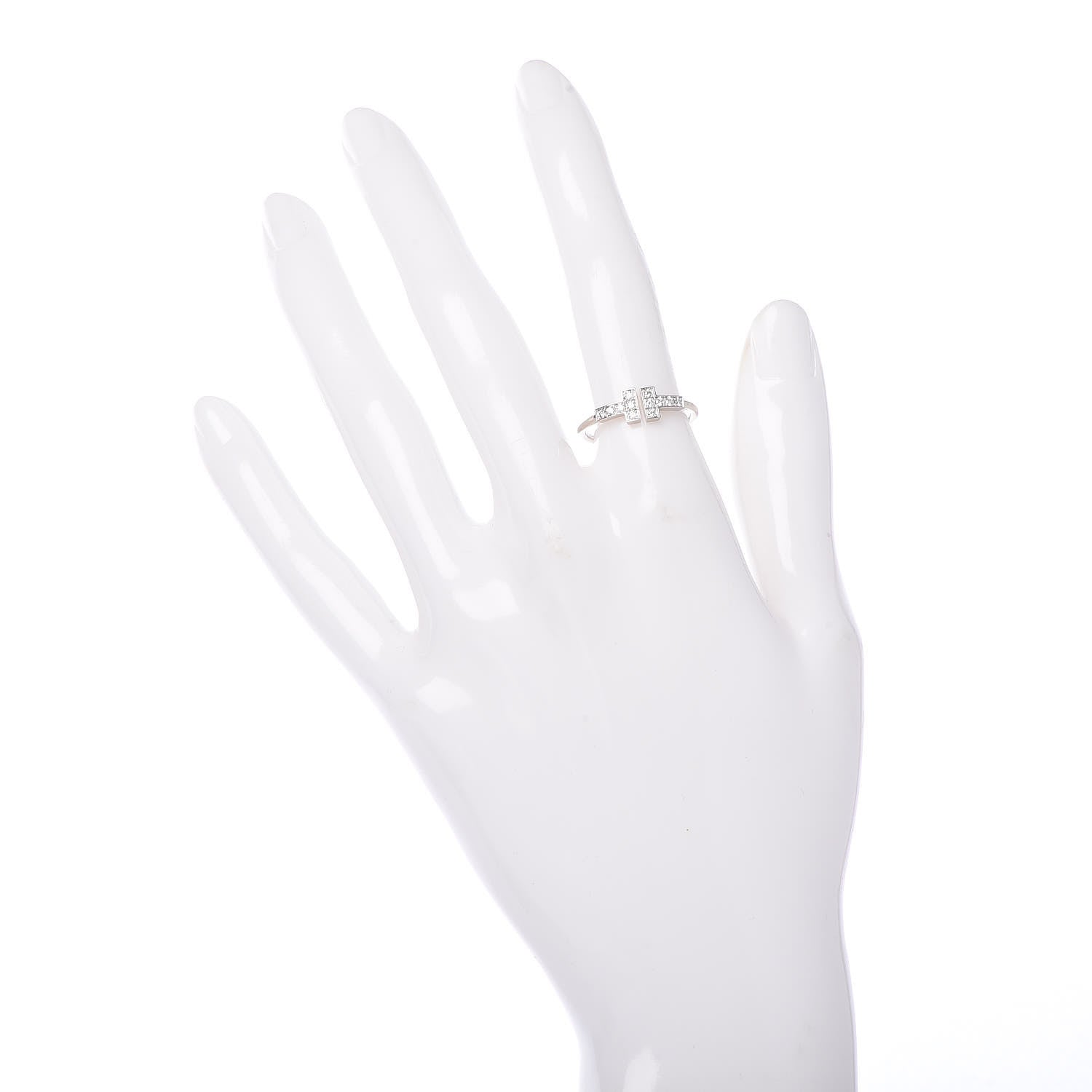 Tiffany 18K White Gold Diamond T Wire Ring 52 6 2 of 4