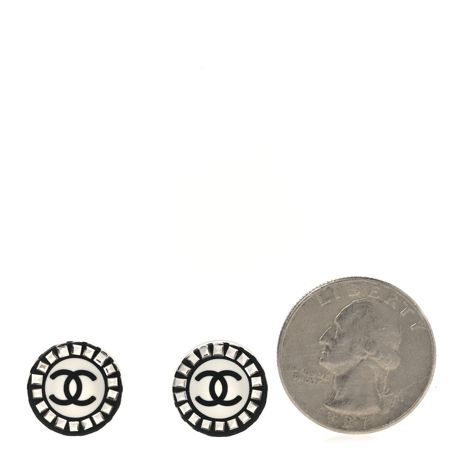 Chanel Resin Crystal CC Round Earrings  Black 2 of 4