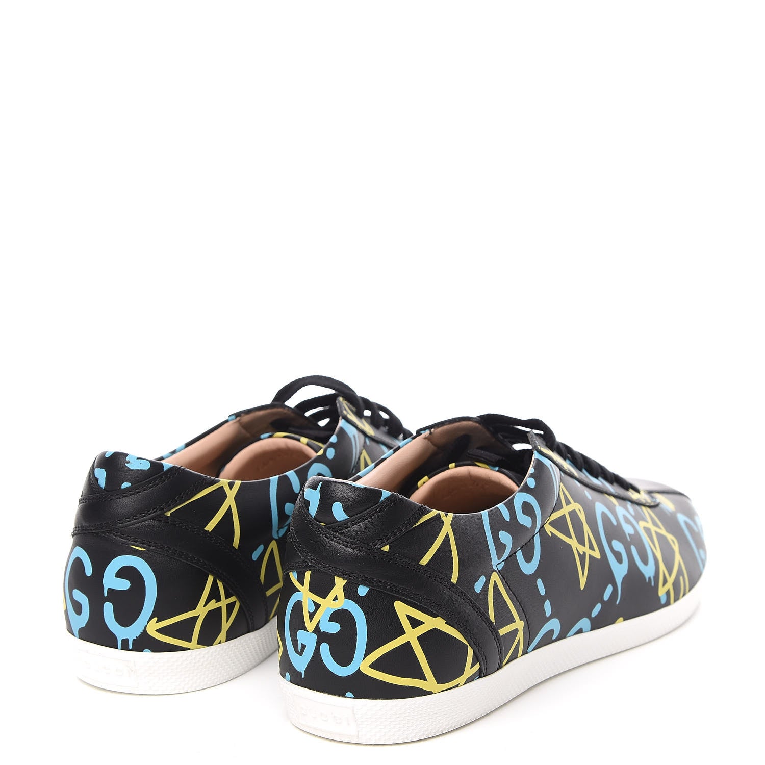 Gucci Calfskin GucciGhost Print Womens Low Top Sneakers 41 Black New Acquamarine 4 of 10