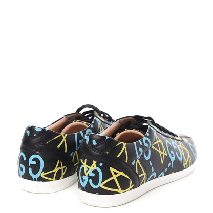 Gucci Calfskin GucciGhost Print Womens Low Top Sneakers 41 Black New Acquamarine 4 of 10
