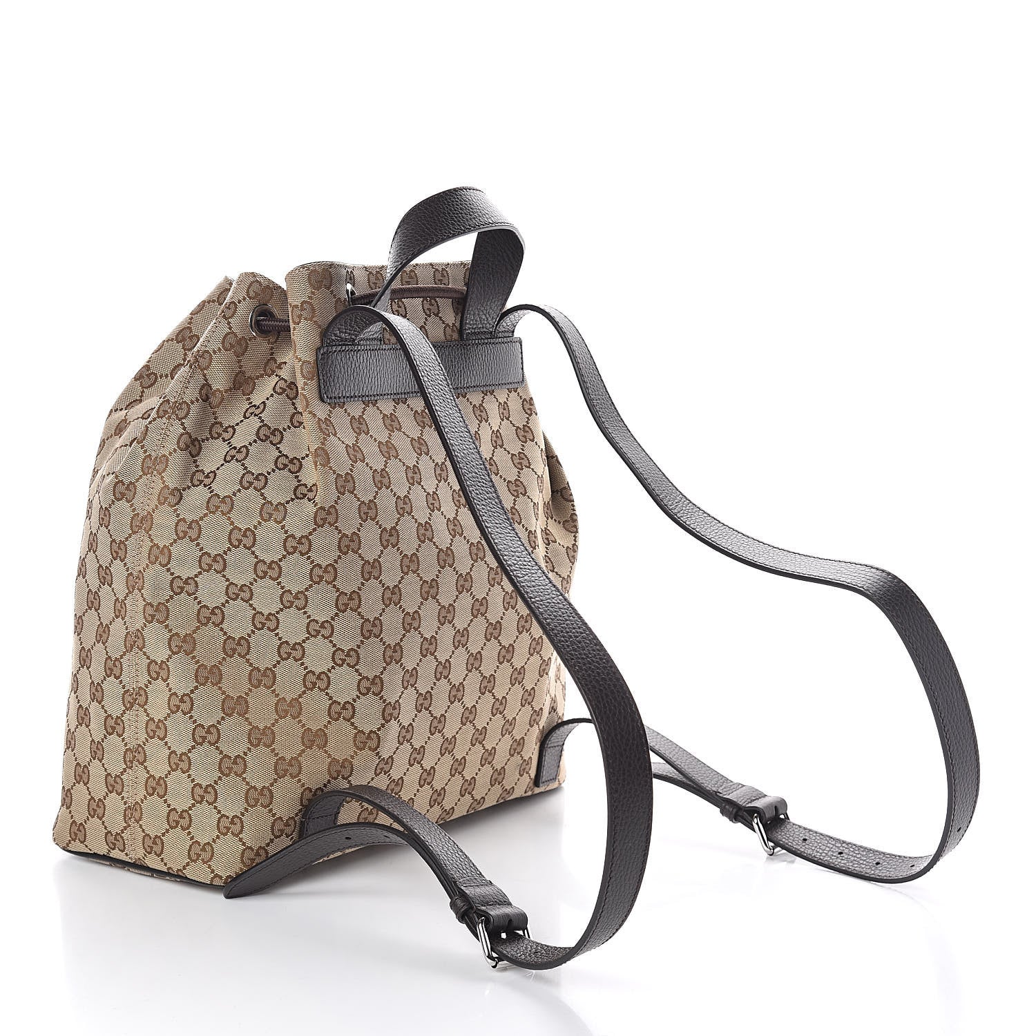 Gucci Monogram Dollar Calfskin O Drawstring Backpack Beige Ebony Testa di Moro Dark Chocolate 3 of 9