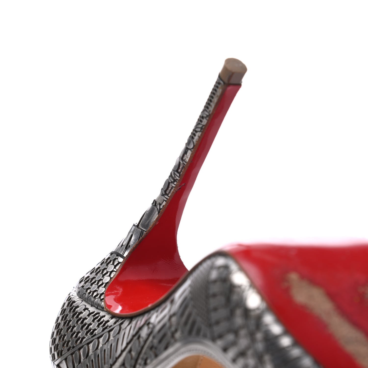 Christian Louboutin Metallic Specchio Suede Laser Cut Kristali 120 Pumps 35.5 Silver 13 of 21