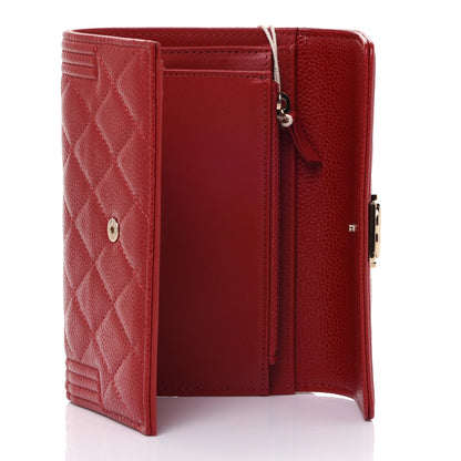 Chanel Caviar Quilted Medium Boy Flap Wallet Red 5 of 9