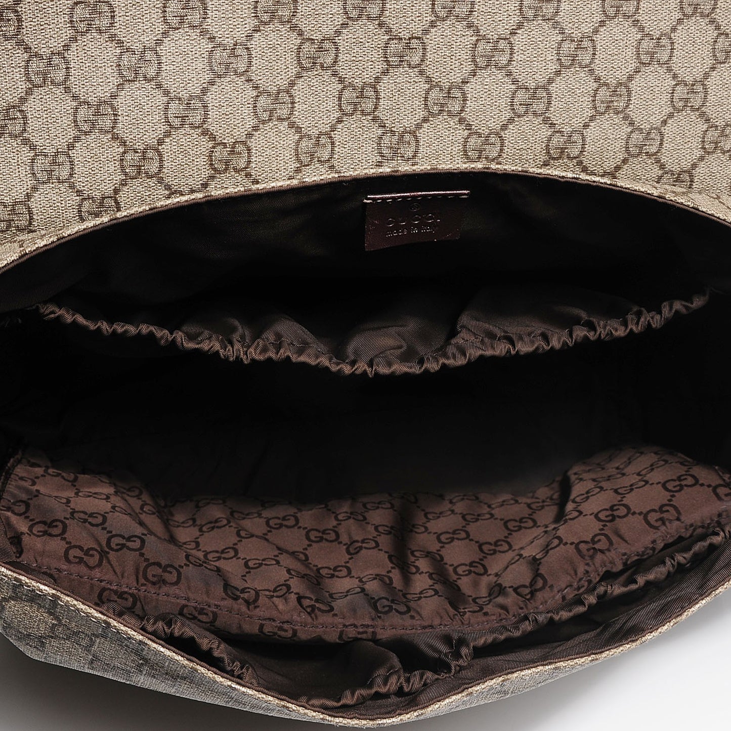 GG Plus Monogram Messenger Diaper Bag Dark Brown