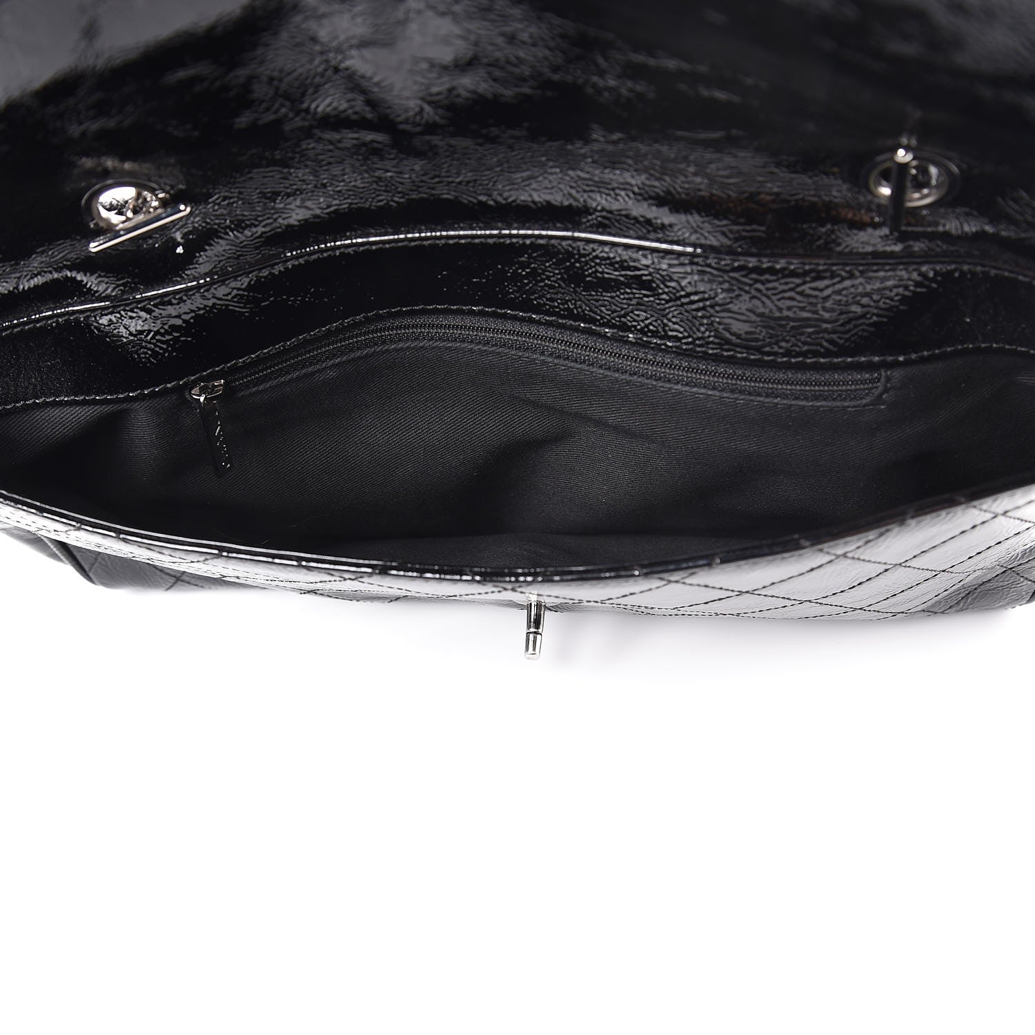 Chanel Distressed Patent Quilted Ritz Flap Bag Black 6 of 15